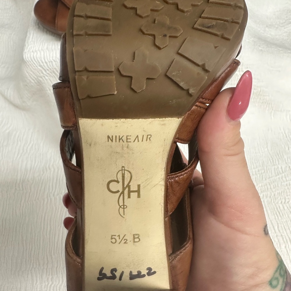 Cole Haan Women Brown High Heels US 5.5 Cognac Strappy Air - Picture 2 of 8